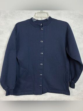 Vintage 80s 90s Turner Originals Sweatshirt Cardigan Jacket Small Navy Button Up